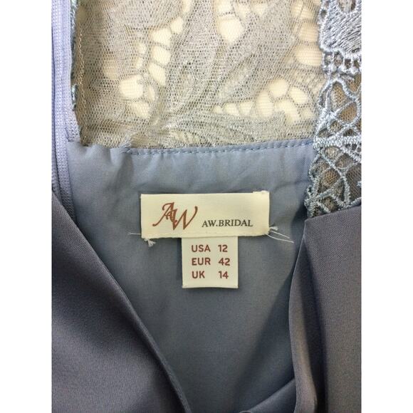 AW BRIDAL SZ 12 L dusty blue Lynne mother of bride formal party midi dress b166 - Picture 8 of 9